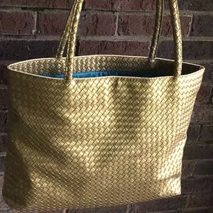 Large gold tote bag